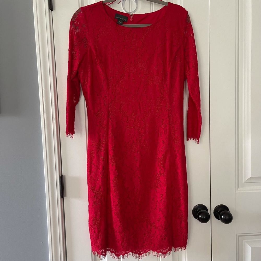 Covington Red Lace Dress | Large